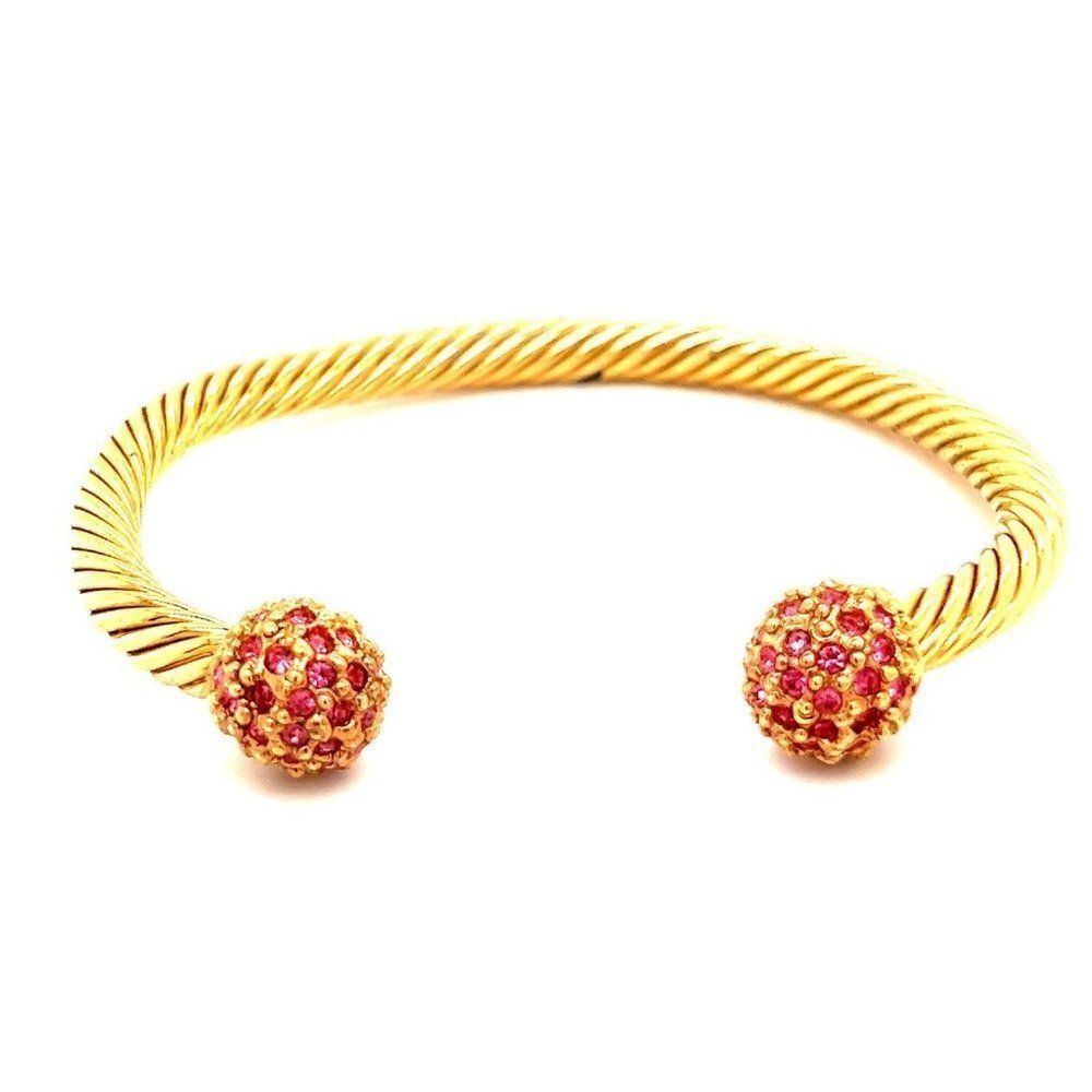 Gold Tone Faux Rubies Cuff bracelet‎ (c1)